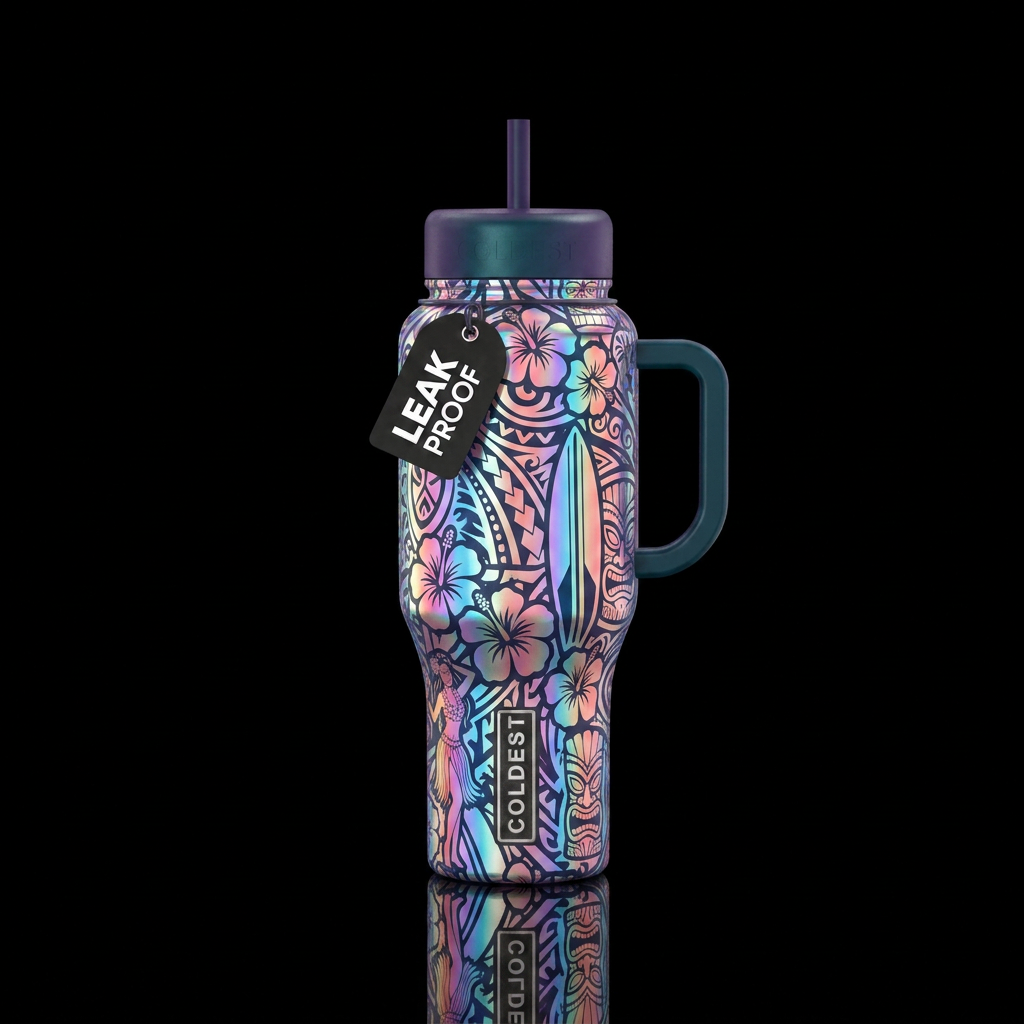 Moonlit luau water bottle design