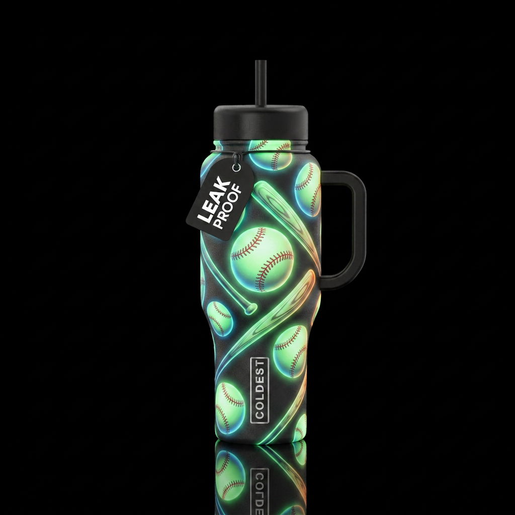 Glowie baseball water bottle design