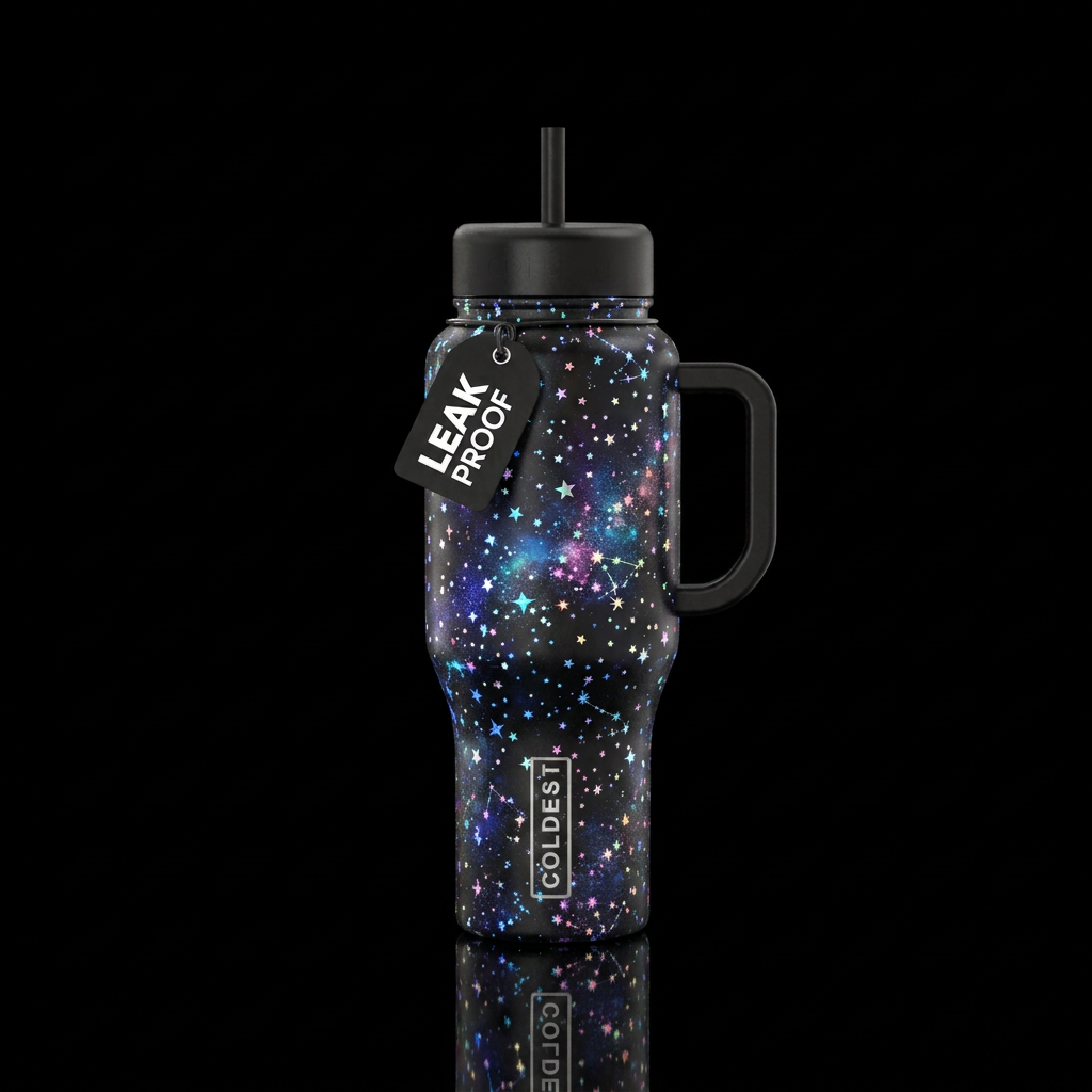 Moonlit stars water bottle design