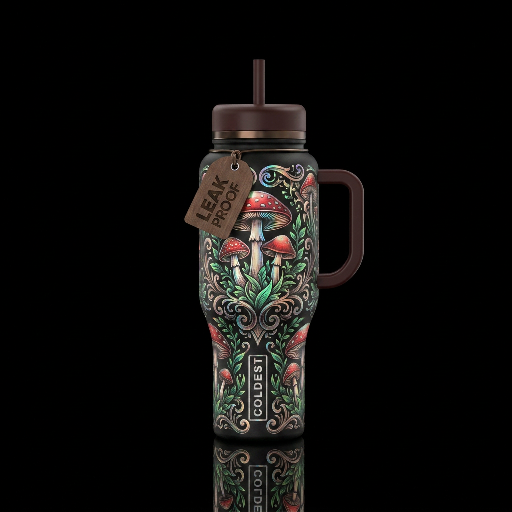 Black base handle and lids multiple different red ... water bottle design