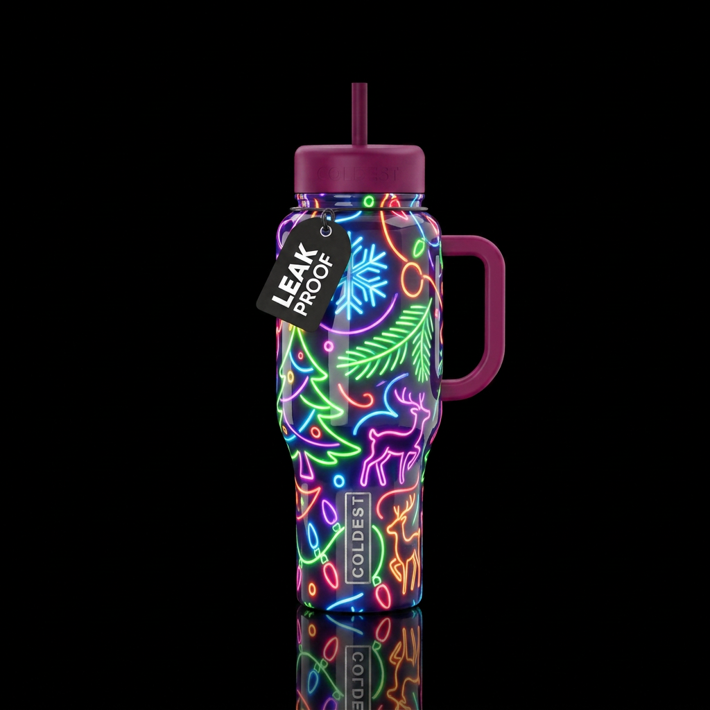 Glowie Christmas water bottle design