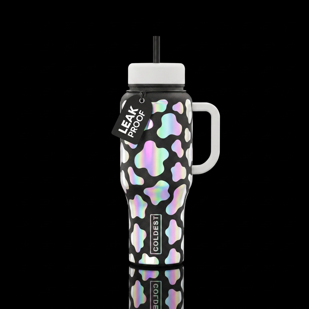 Moonlit cow water bottle design