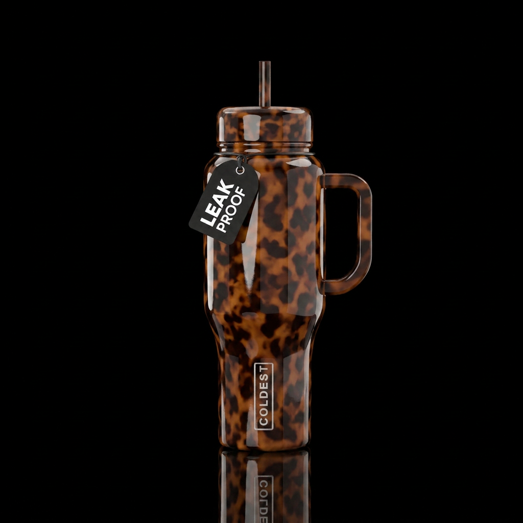 Brown tortoiseshell water bottle design