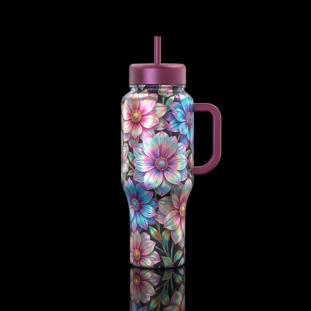 Black base handle and lids multiple realistic colo... water bottle design