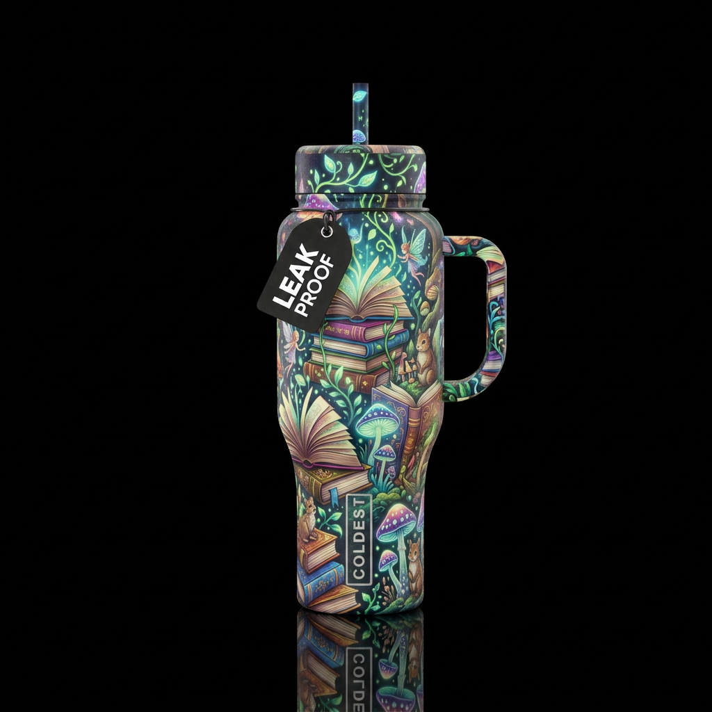 Glowie books water bottle design