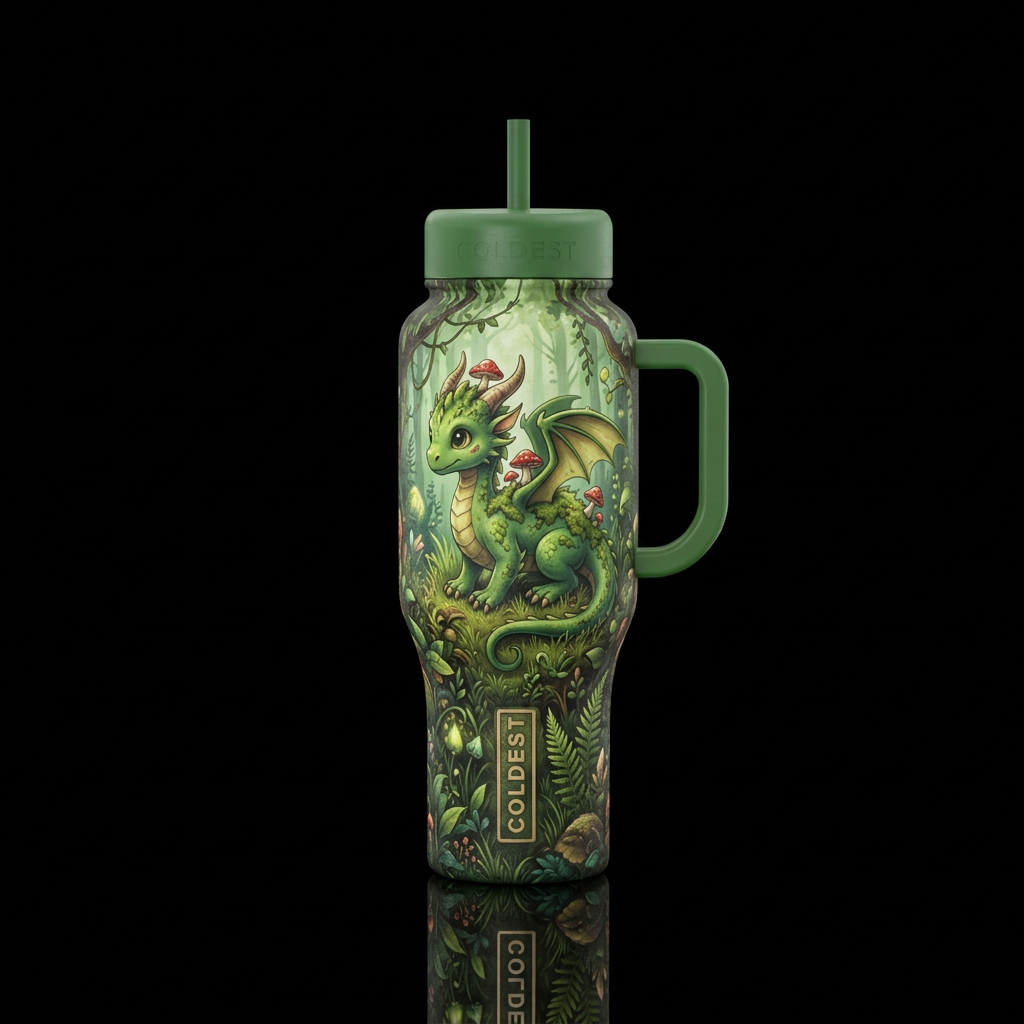 Mushroom dragon water bottle design