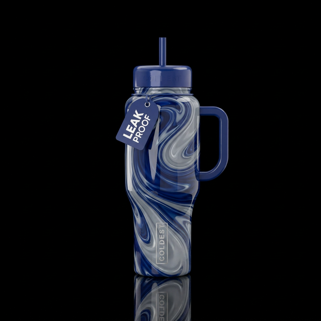 Dark blue handle and lids black dark blue glass an... water bottle design