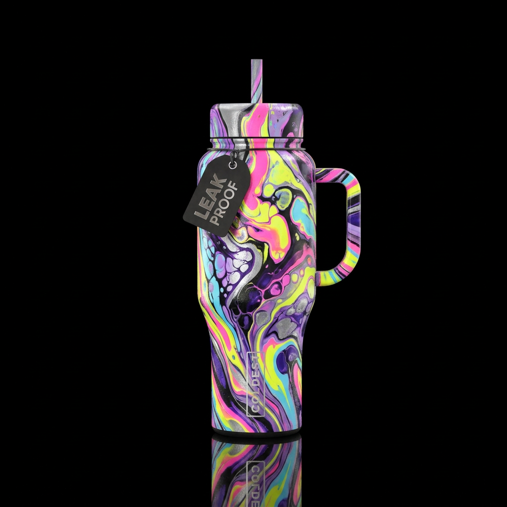 Black base handle and lids silver black neon pink ... water bottle design