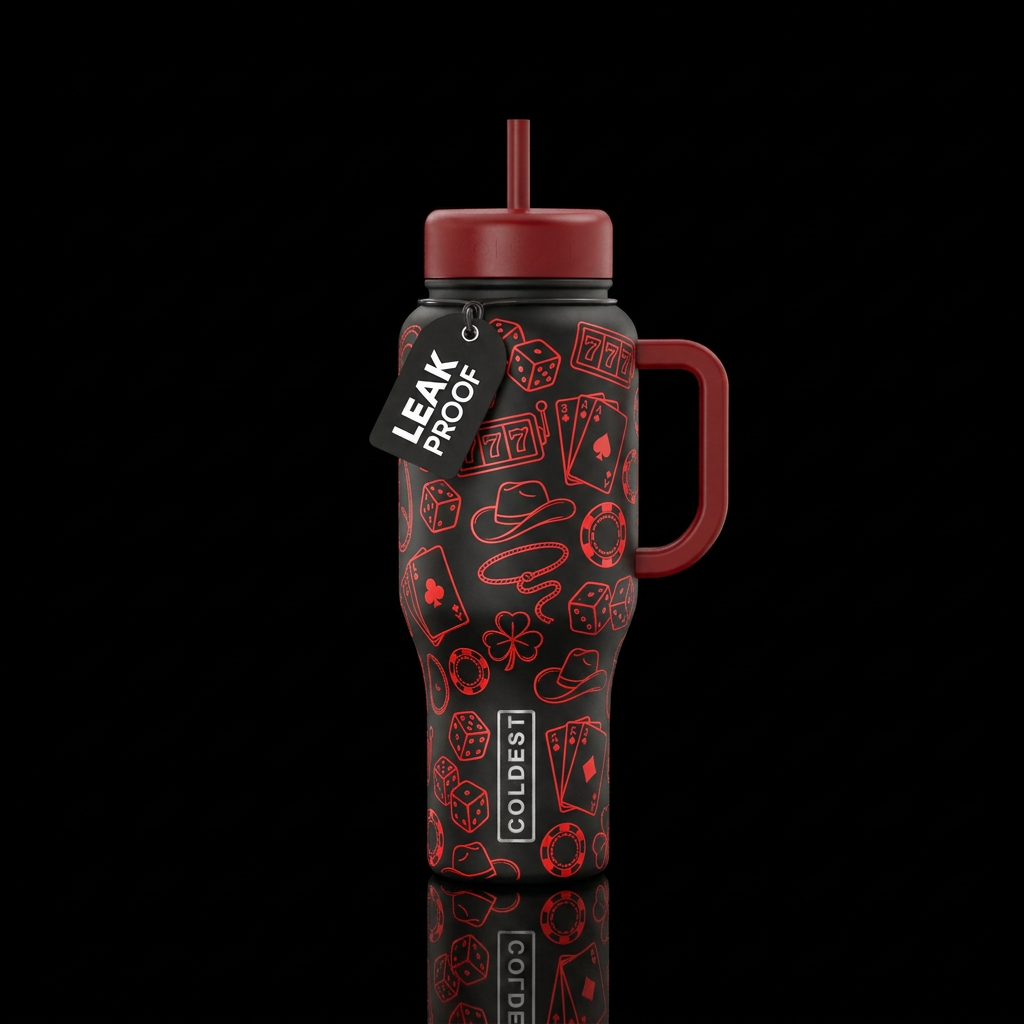 The gambler water bottle design