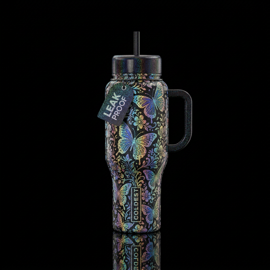 Black base handle and lids multiple different size... water bottle design
