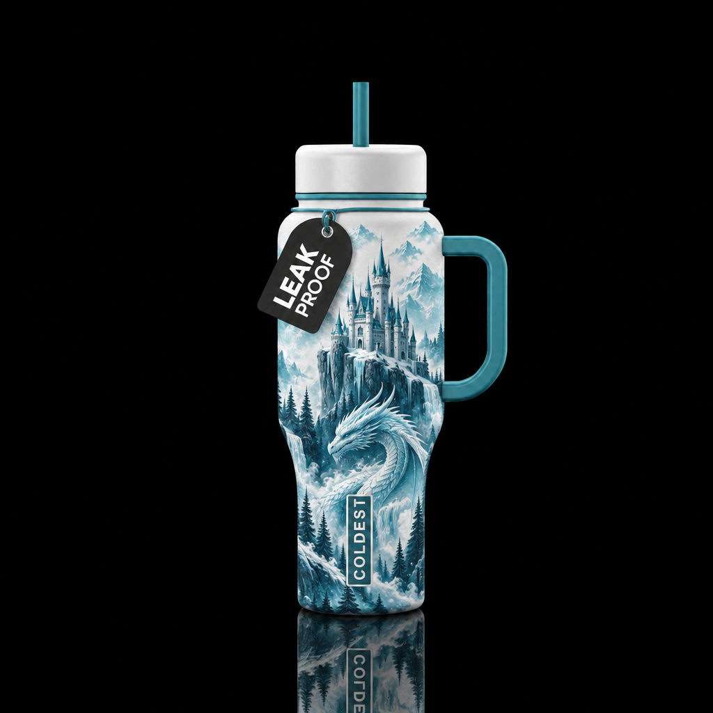 White base handle and lids academia theme white an... water bottle design