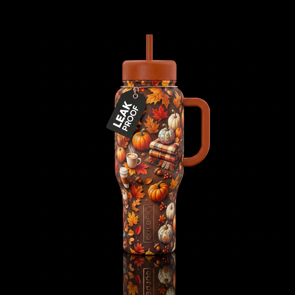 Fall in a Cup water bottle design
