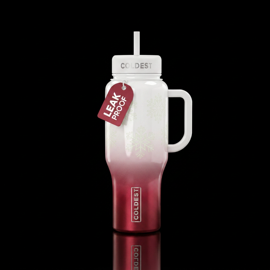 Frosted Candy Cane Snowflake water bottle design