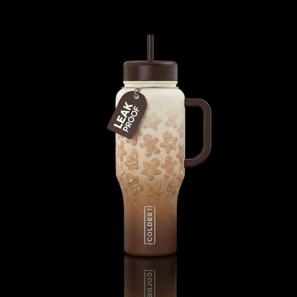 The Vintage Gingerbread water bottle design