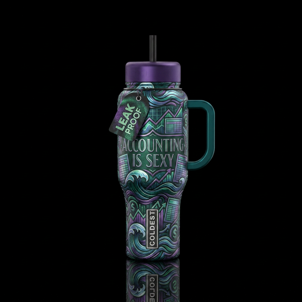 accounting is sexy with green and purple and ocean... water bottle design