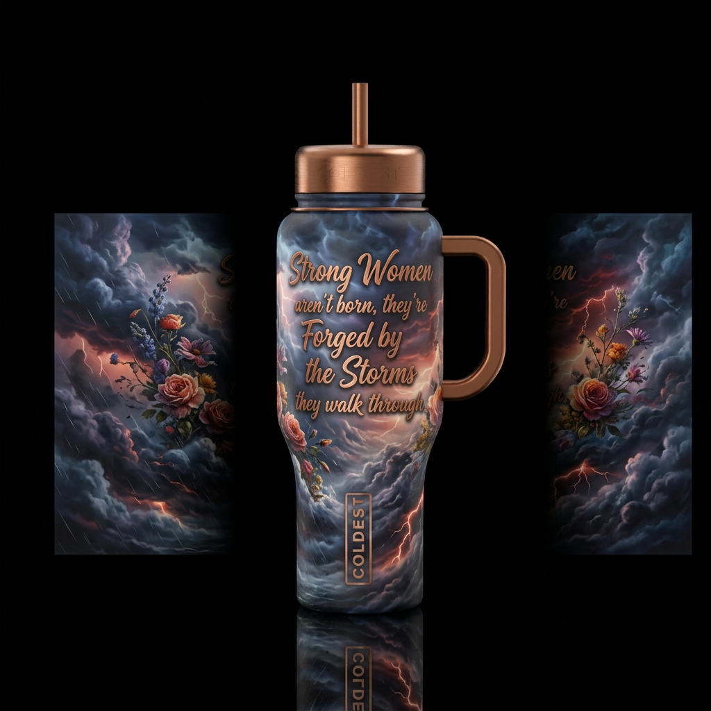 Epic Stormy background with tattered yet beautiful... water bottle design