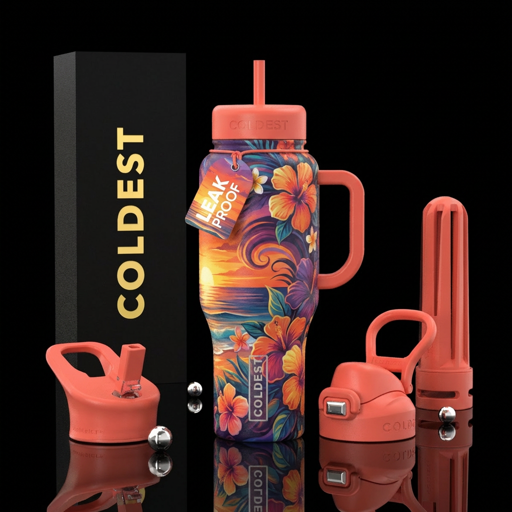 Sunset Flowers water bottle design