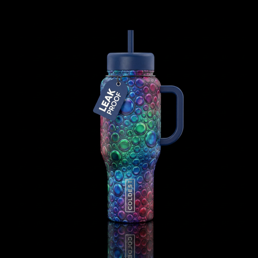 All sizes of Bubbles all over the cup water bottle design