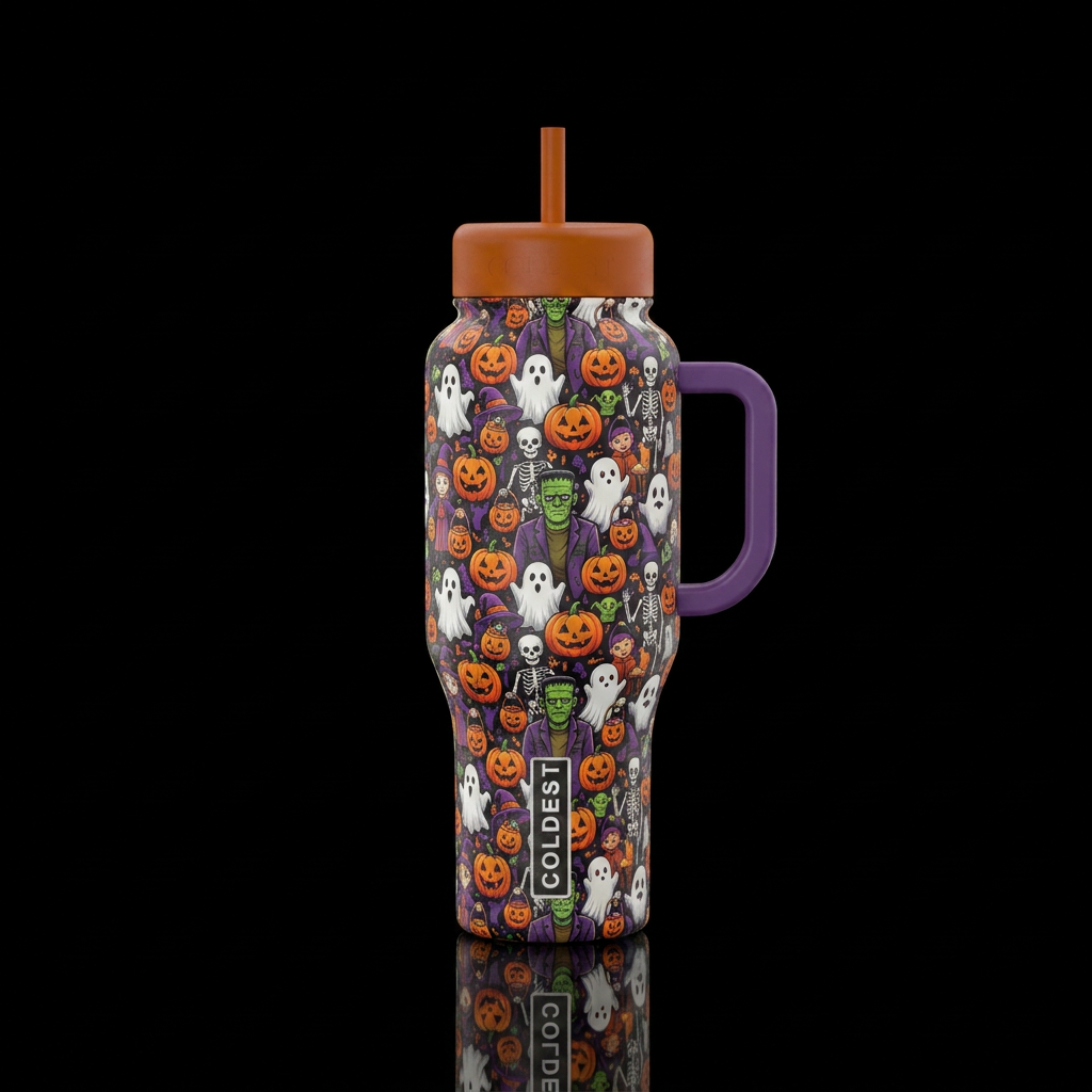 Things Halloween from ghosts, skeletons, pumpkins,... water bottle design