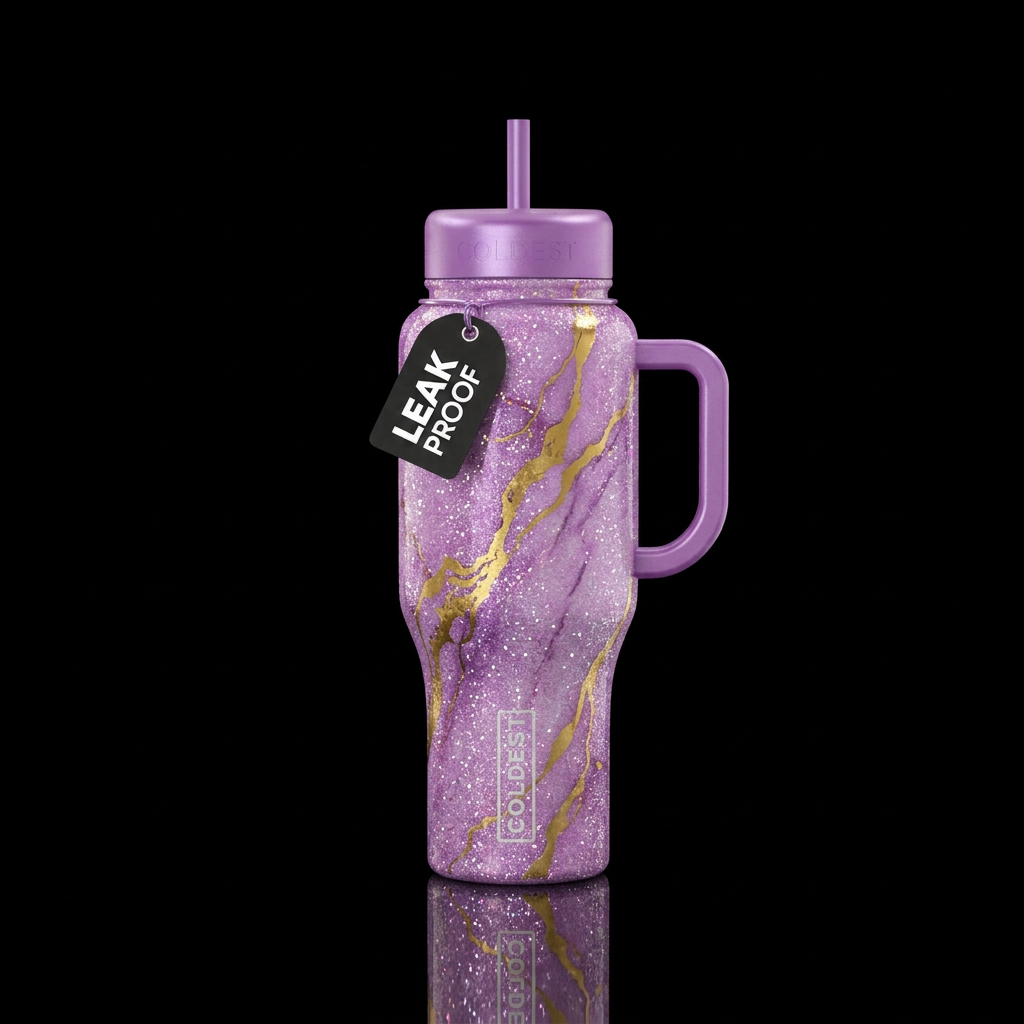 Pearl purple with gold running through it covered ... water bottle design