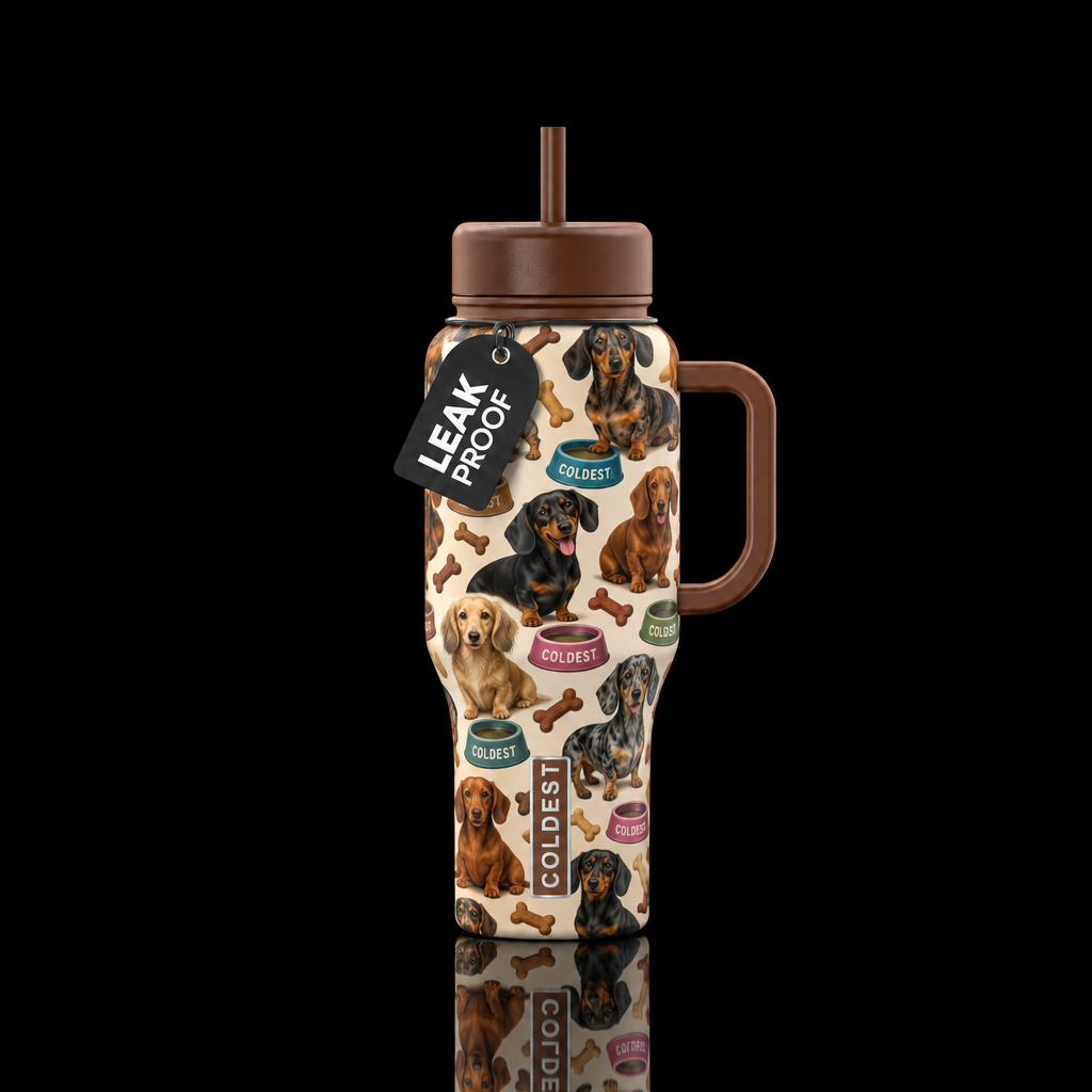 Dachshunds with Coldest bowls! water bottle design