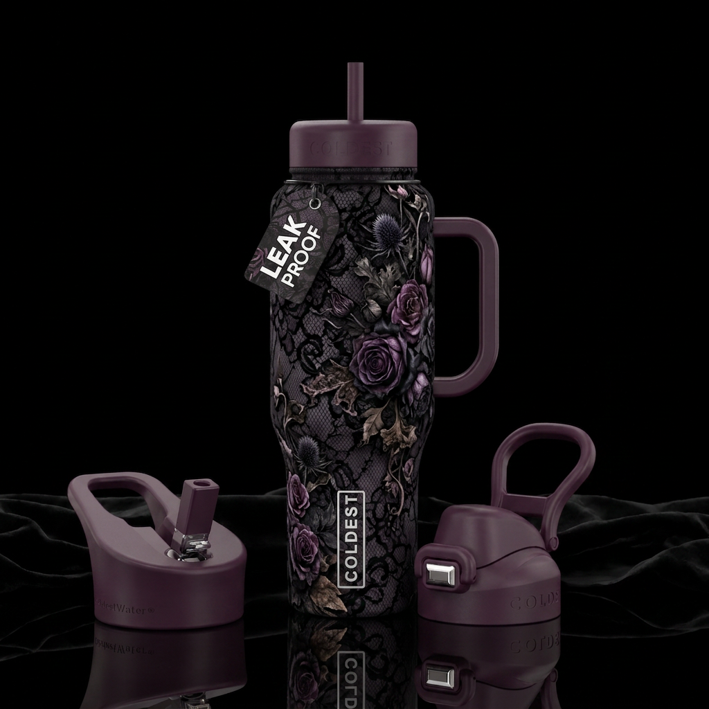 Purple lace water bottle design