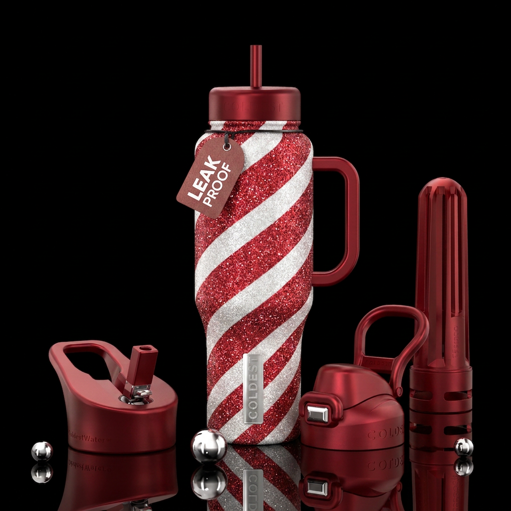 Glitter cane water bottle design