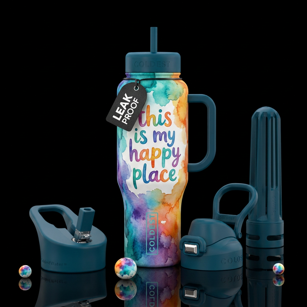 This is my happy place water bottle design