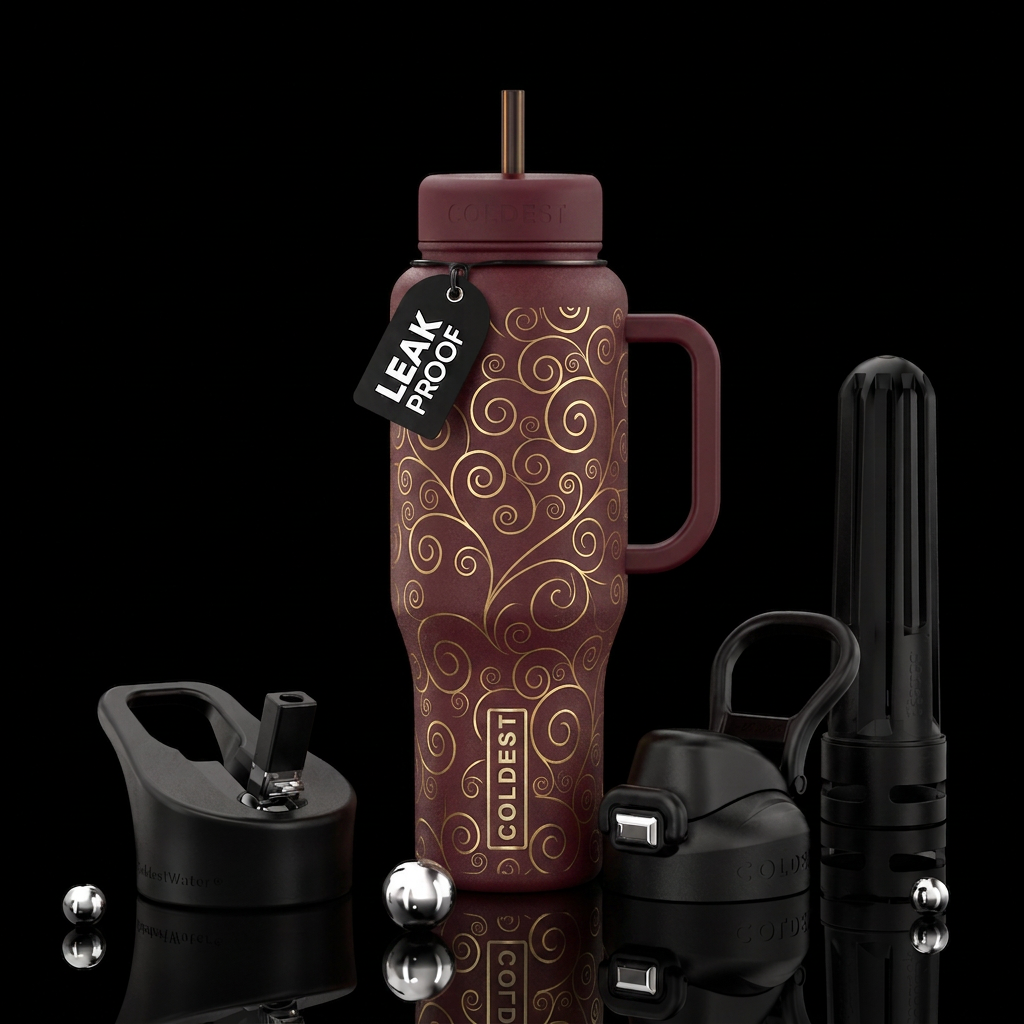 Golden Spirals water bottle design