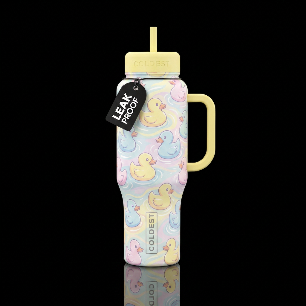 Pastel duckies water bottle design