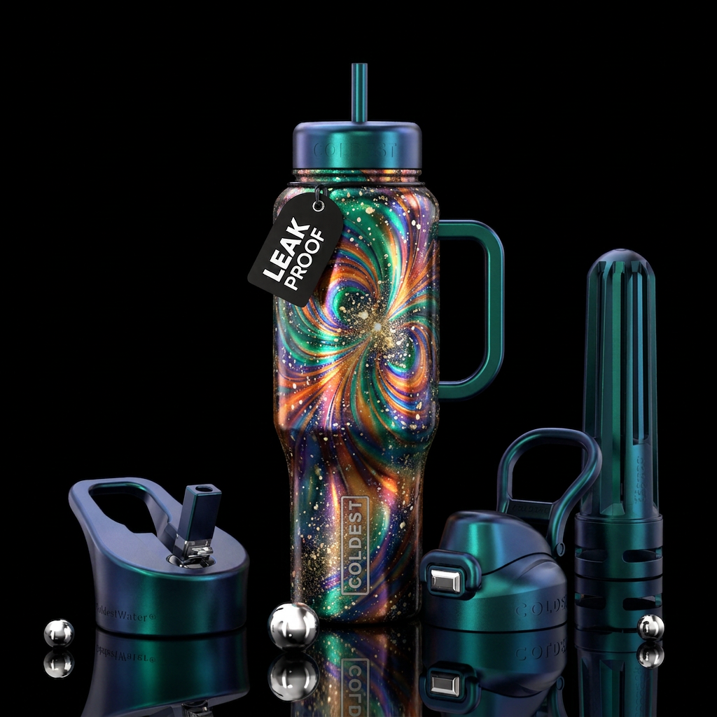 Shiny metallic tulip and Lilly colors nova with go... water bottle design