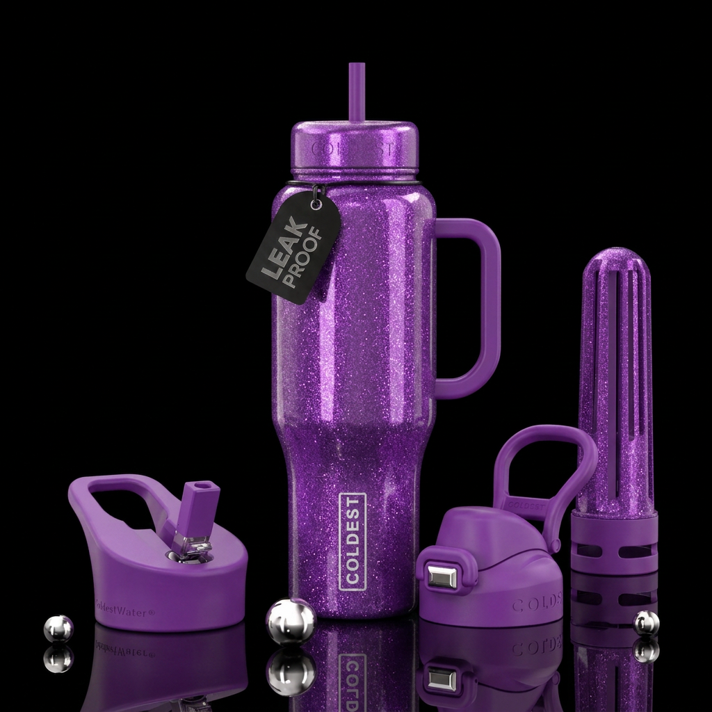 Enchanted purple, sparkly, shiny, beautiul, vibran... water bottle design
