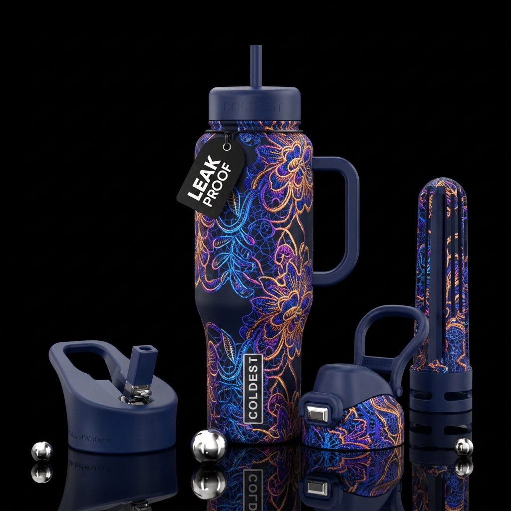 Shiny lace designs with matte background, beautiul... water bottle design