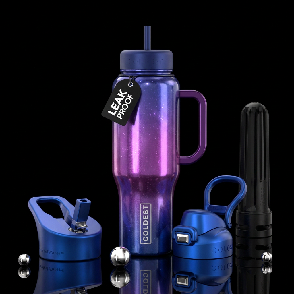 Shiny metallic purple and twilight ombre nova, vib... water bottle design