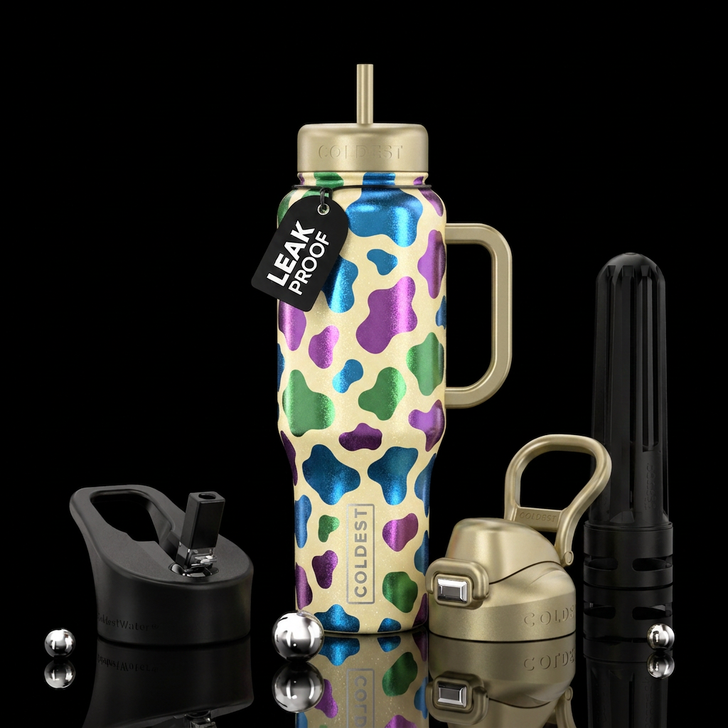Creamy butter yellow sparkly background with shiny... water bottle design