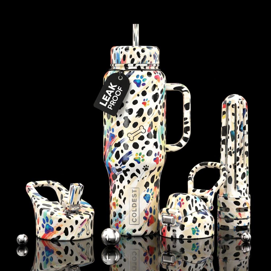 Dalmatian lovers, vibrant, beautiul, modern, styli... water bottle design