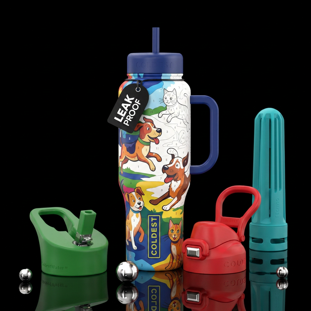 Paint by numbers half painted dogs and cats at pla... water bottle design