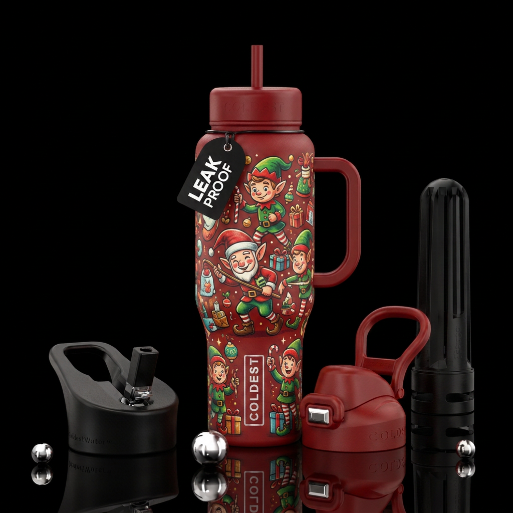Santa's little helper, funny, vibrant, beautiul, m... water bottle design