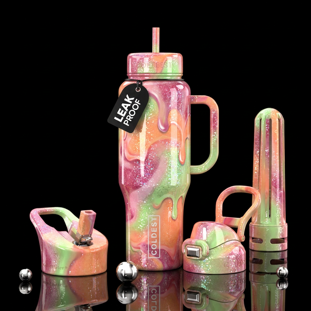 Sherbert ice cream dreams, inbued, vibrant, beauti... water bottle design