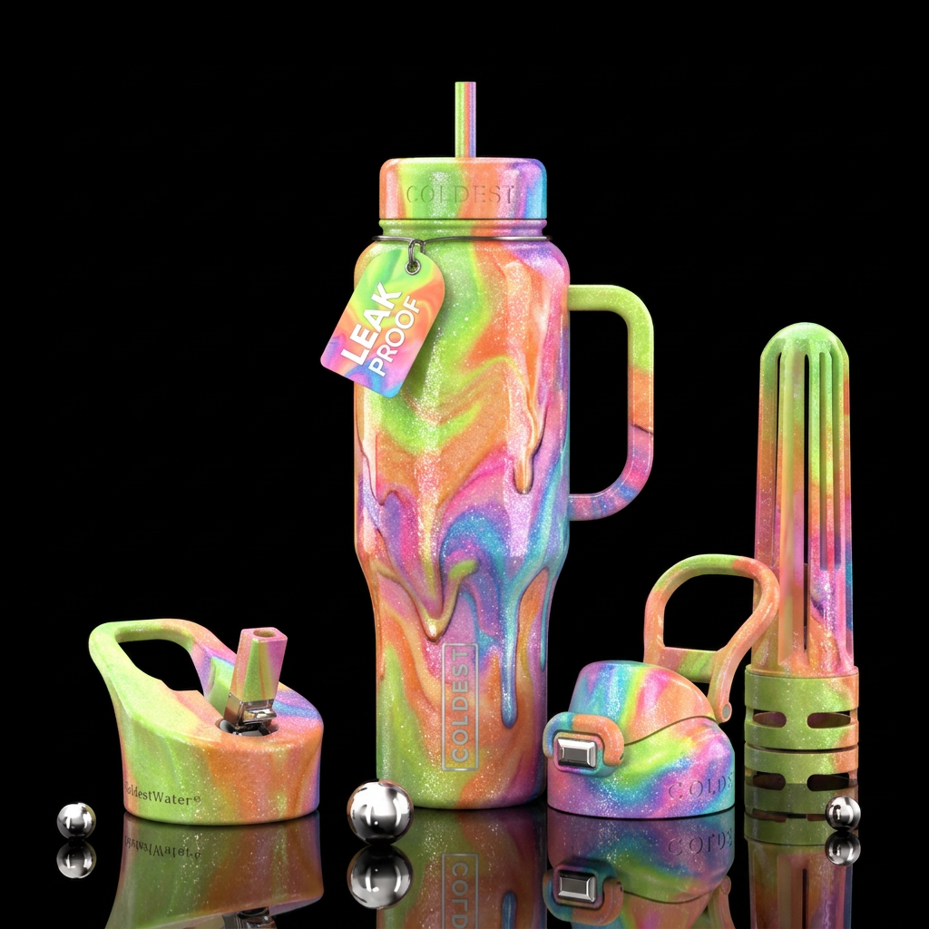 Sherbert ice cream dreams, inbued, vibrant, beauti... water bottle design