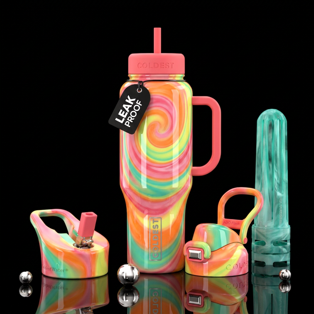 Sherbert swirl ice cream dreams, inbued, luxurious... water bottle design