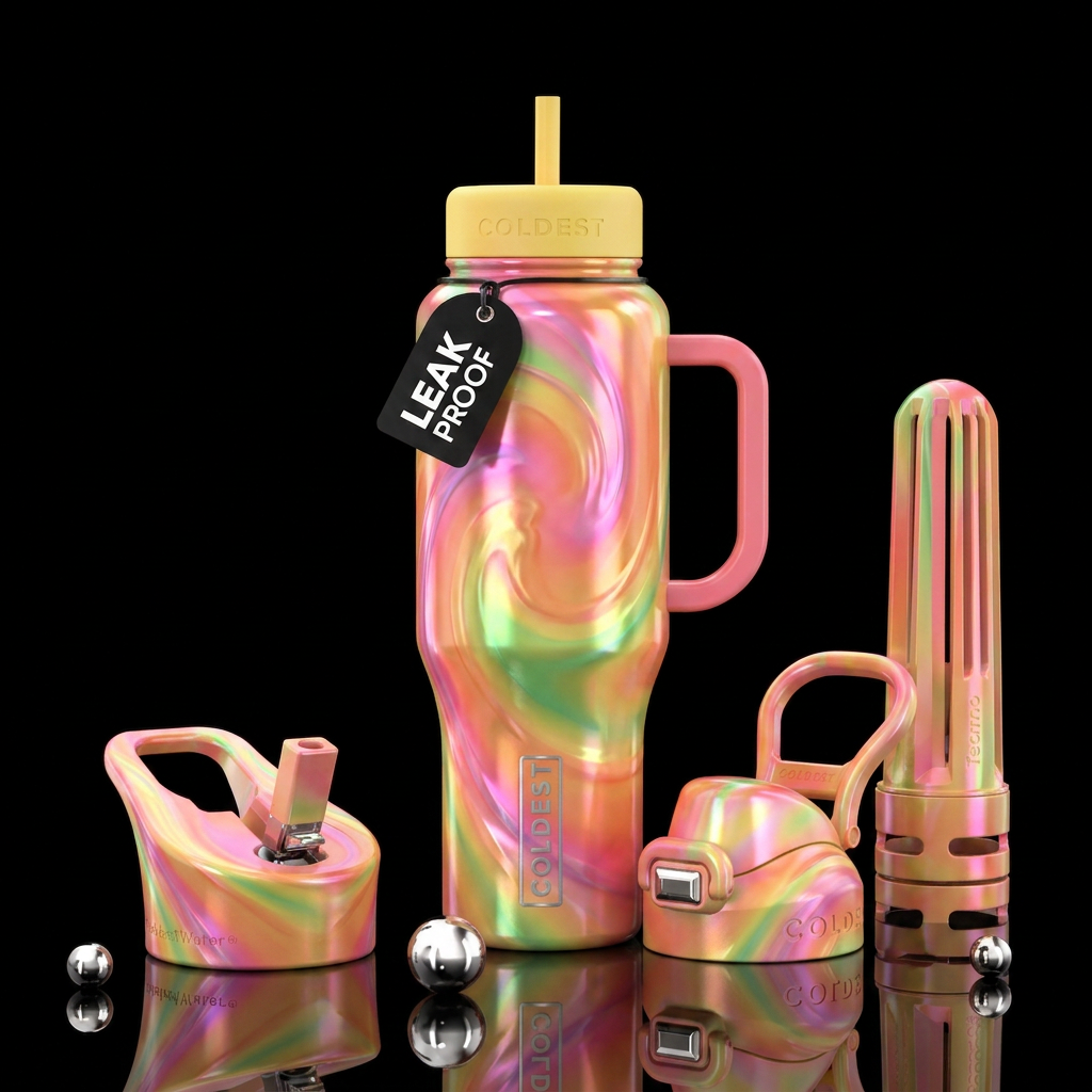 Sherbert swirl ice cream dreams, inbued, luxurious... water bottle design