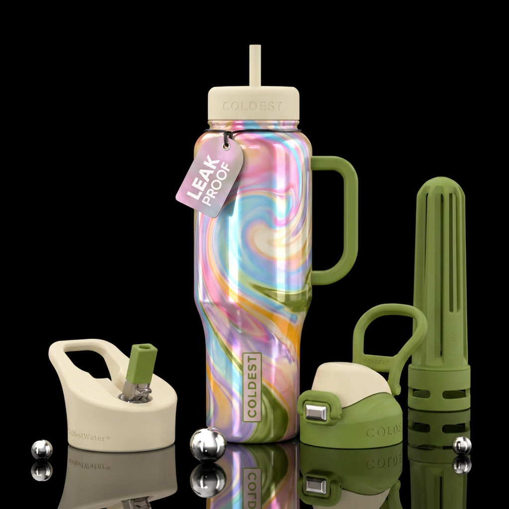 Gelato dreams, modern, vibrant, beautiul, shiny, s... water bottle design
