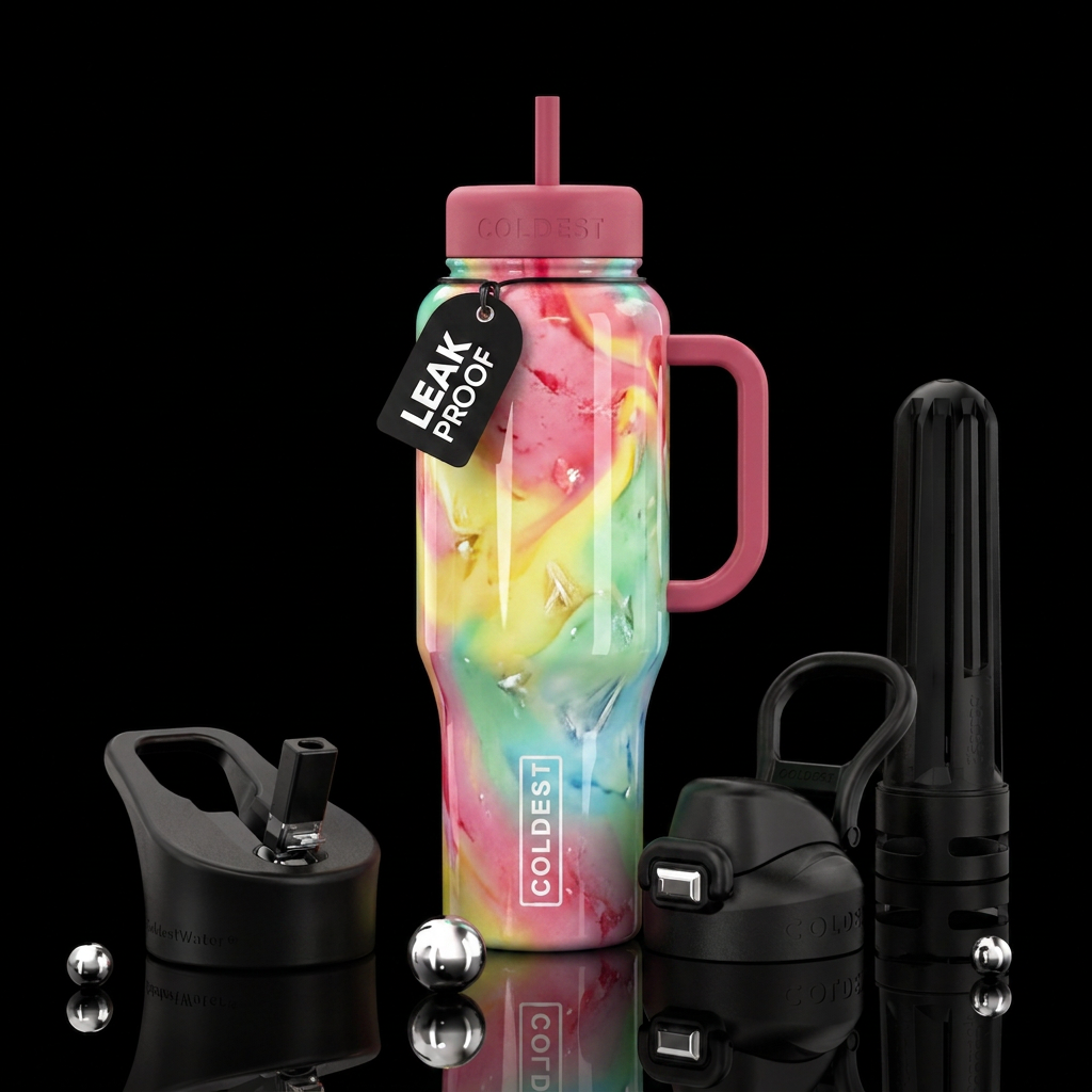 Gelato dreams, modern, vibrant, beautiul, shiny, s... water bottle design