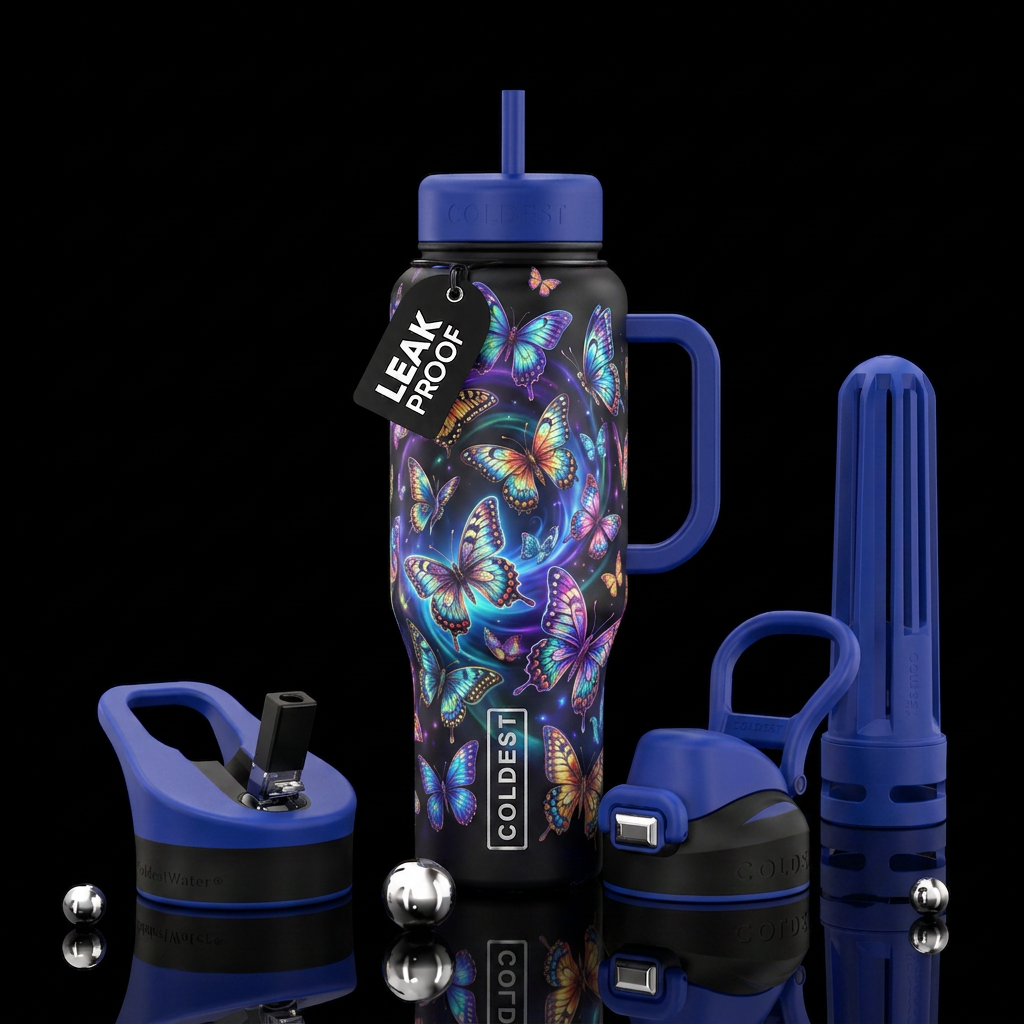 Kaleidoscope of unique butterflies,inbued, mesmeri... water bottle design