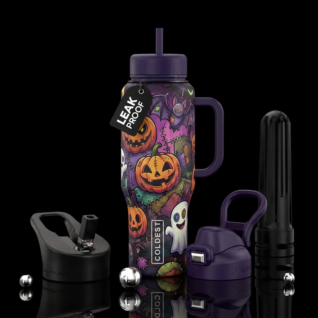 All stitched up halloween inbued, funny, scary, vi... water bottle design