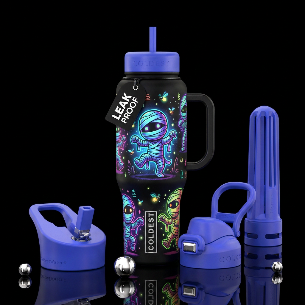 Baby dancing mummies cute scary cartoon funny, glo... water bottle design