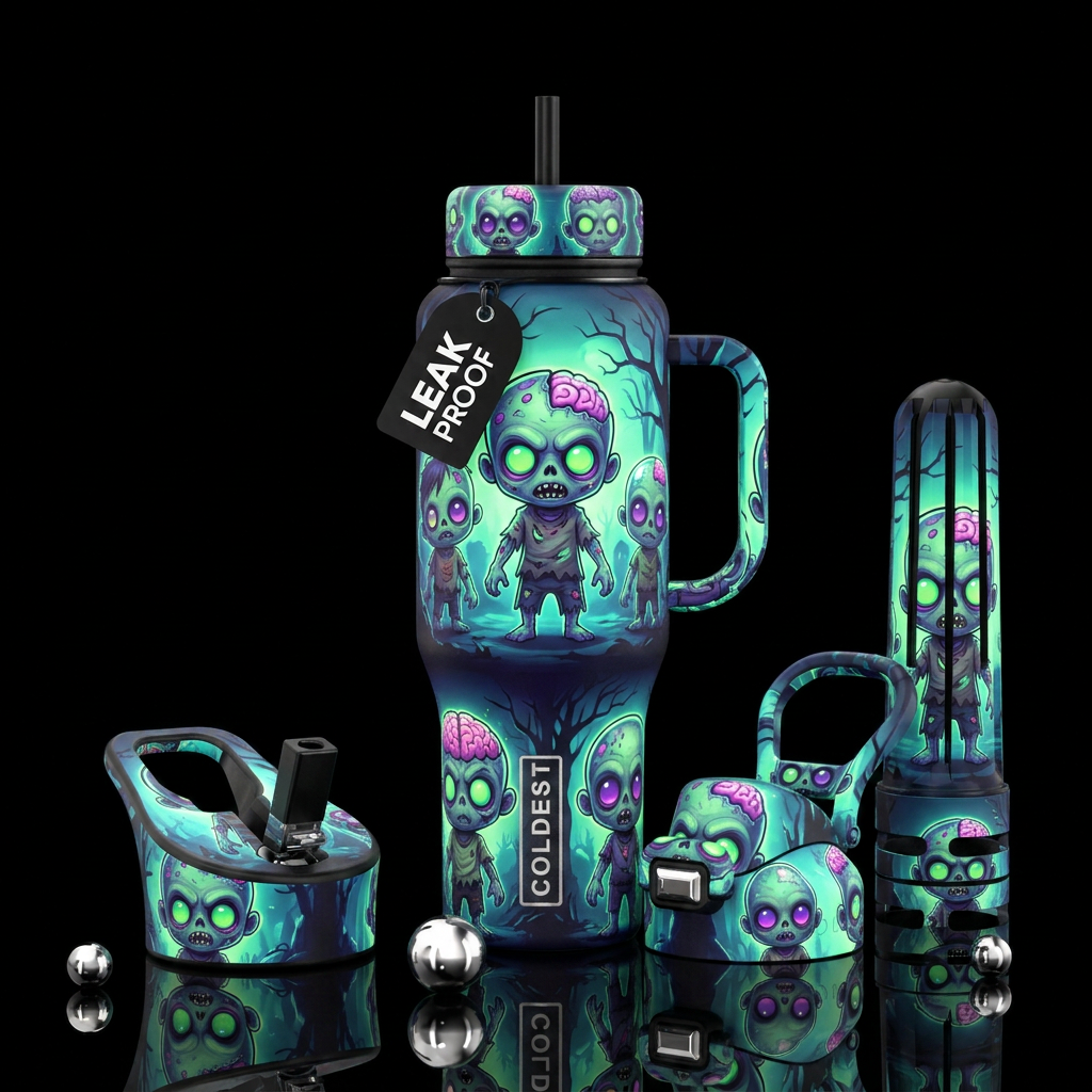 Baby zombies cute scary cartoon funny, glowie, vib... water bottle design
