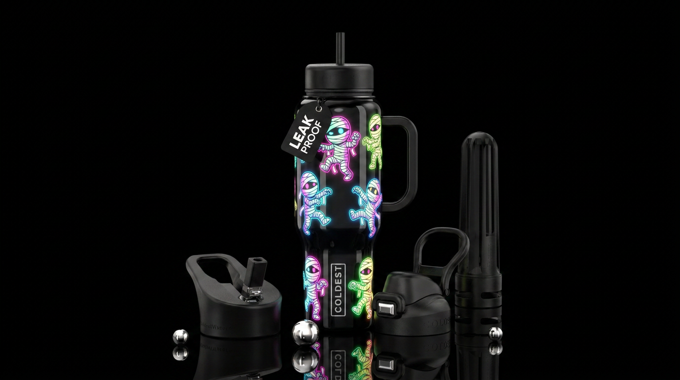 Baby dancing mummies cute scary cartoon funny, glo... water bottle design