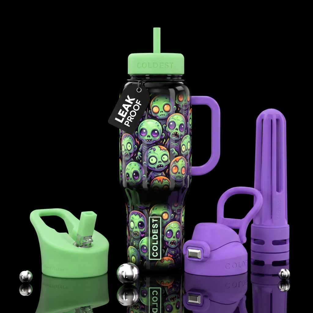 Baby zombies cute scary cartoon funny, glowie, vib... water bottle design